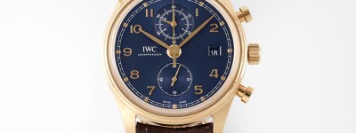 APS厂万国葡萄牙系列玫瑰金蓝盘计时款复刻手表是否会一眼假-APS手表评测